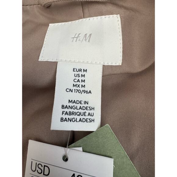 New H&M Loose Fit Tan Blazer Jacket Double Button  M - Picture 9 of 9